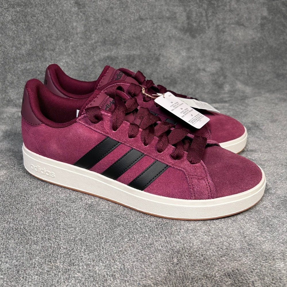 Adidas Grand Court Base 00 Red Burgundy Suede Sneakers Men's 11.5 JQ6015 - New